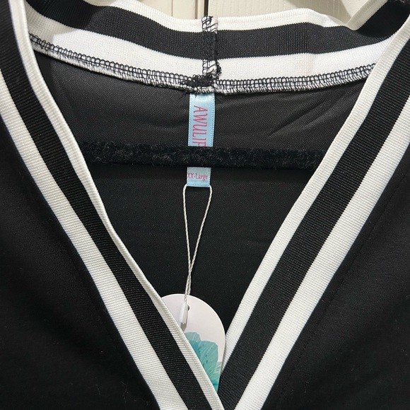 NWT Varsity Black Cardigan with White Trim - Picture 3 of 5